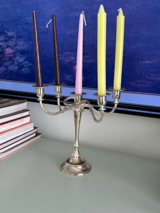 Five-Arm Silver Colored Candleholder with patina - Picture 8 of 8